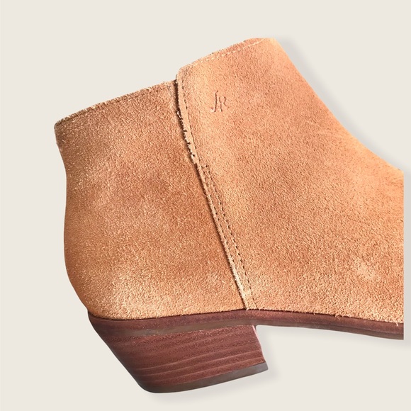 Jack Rogers Bailee Tan Suede Wood Heeled Classic Casual Zip Up Ankle Booties - Picture 6 of 16